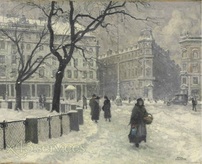 Paul-Gustave Fischer - Kongens Nytorv Kopenhagen im Winter - Kongens Nytorv Copenhagen in Winter